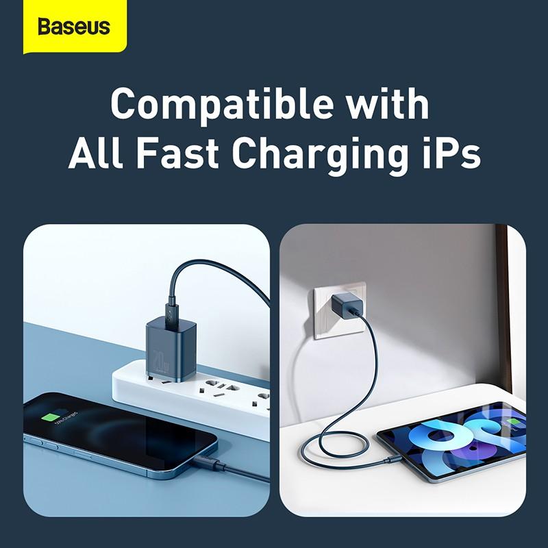 Bộ Cốc Cáp Sạc Nhanh Baseus Super Si Mini Usb C Qc3.0 Pd 20w Cho Điện Thoại iPhone 12 - Hàng Chính Hãng