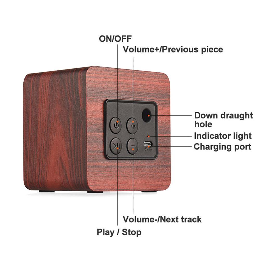 Loa Bluetooth di động mini bằng gỗ Loa siêu trầm cho điện thoại thông minh Máy tính bảng Máy tính xách tay Loa Bluetooth không dây cho điện thoại di động Màu sắc: Đỏ