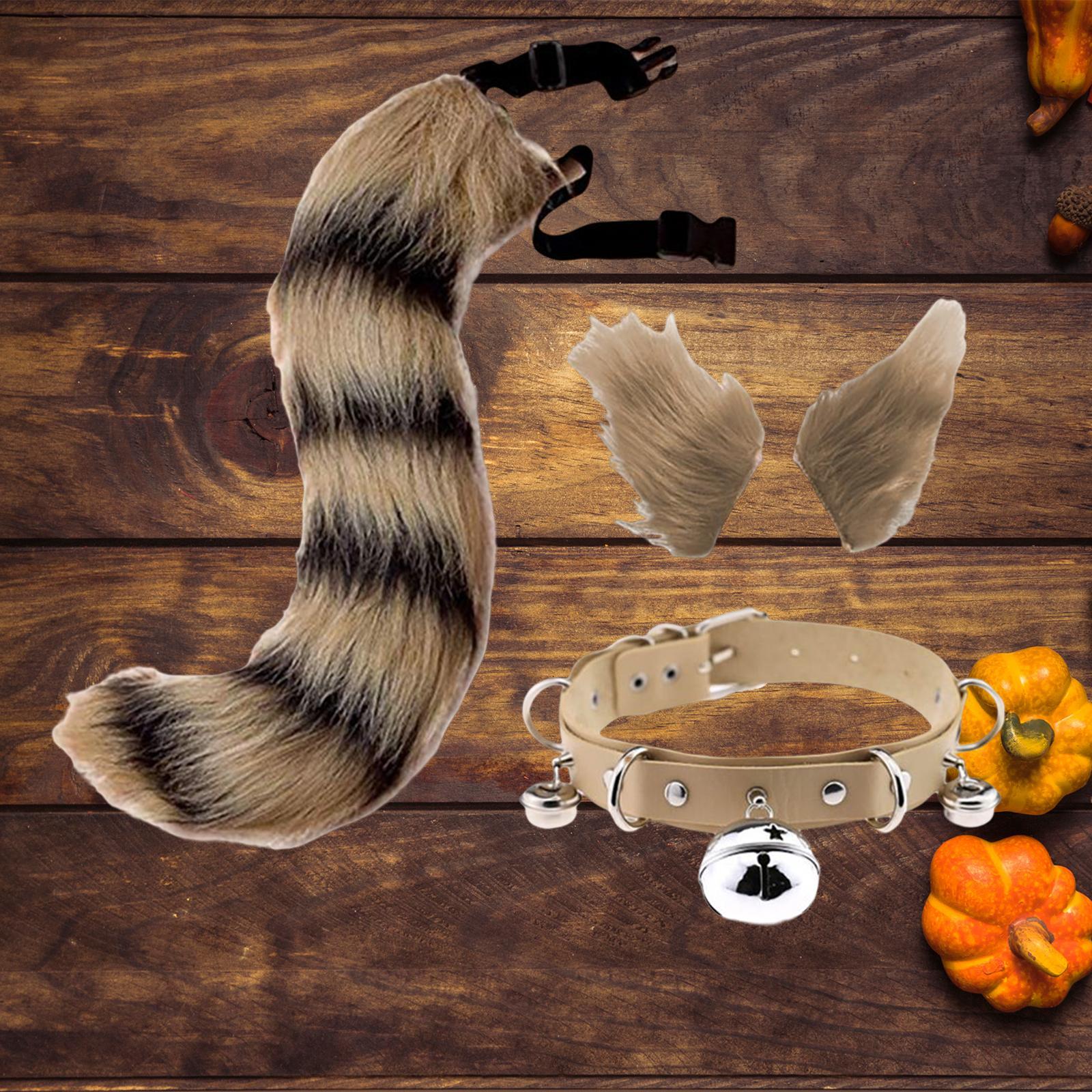 Faux Ears and Tail Set Cosplay Costume for Halloween Performance Gift