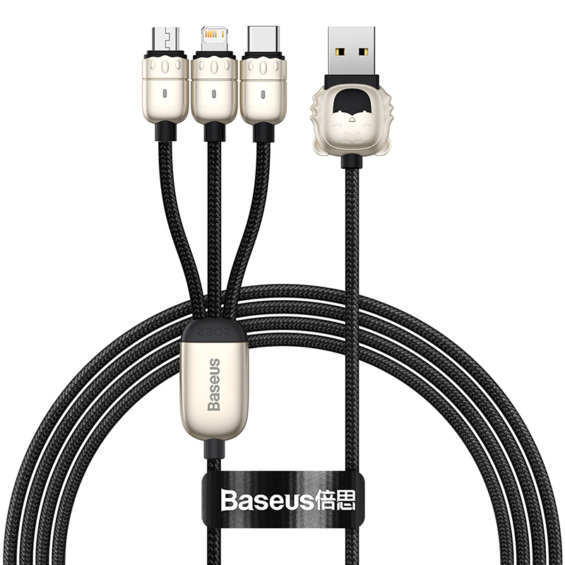 Cáp Sạc 3 Đầu Baseus Year of the Tiger One-for-three Data Cable USB to M+L+C 3.5A (Hàng chính hãng)