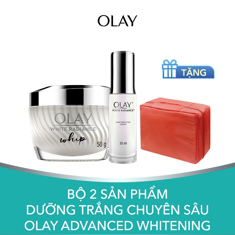 Bộ 2 sản phẩm dưỡng trắng chuyên sâu Olay Advanced Whitening [Tặng Túi Tiện Ích]