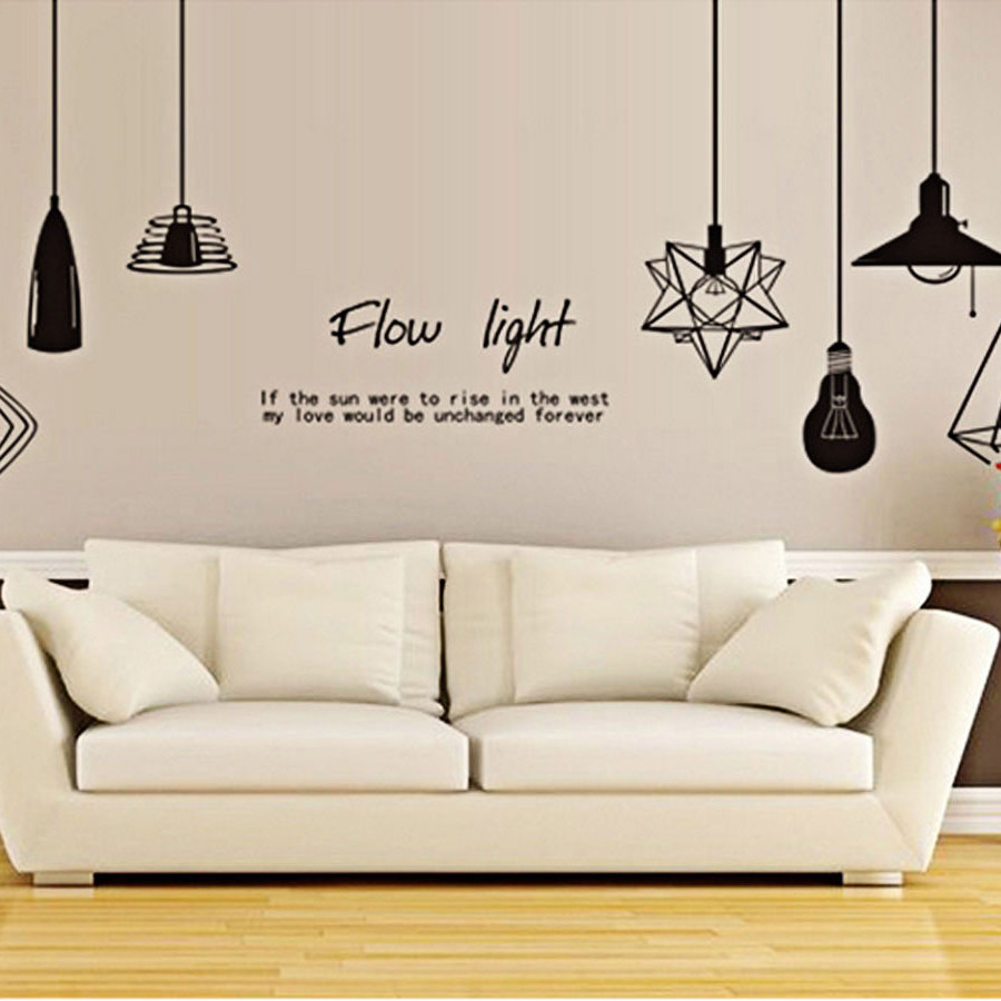 decal dán tường bóng đèn đen flow light