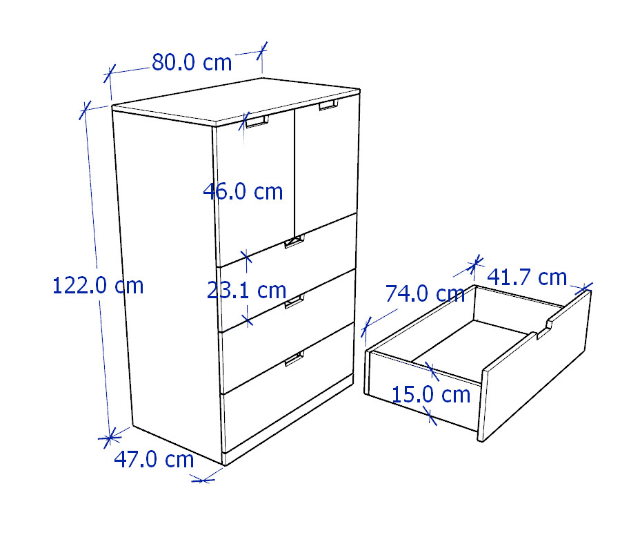 BANALDO, Tủ đựng đồ lưu trữ 4 tầng 5 ngăn DRA_054, 80x47x121cm