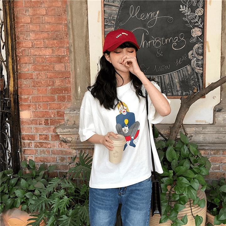 Áo Thun Nữ Unisex Tay Lỡ In Hình Cô Gái Má Đỏ ATN5320 - J.A Shop