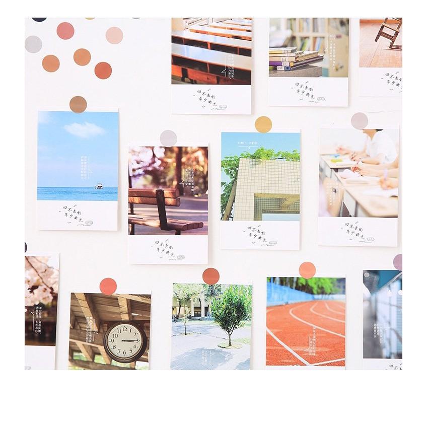 Bộ 48 miếng nhãn dán postcard gói đóng hàng ins sticker (họa tiết tròn