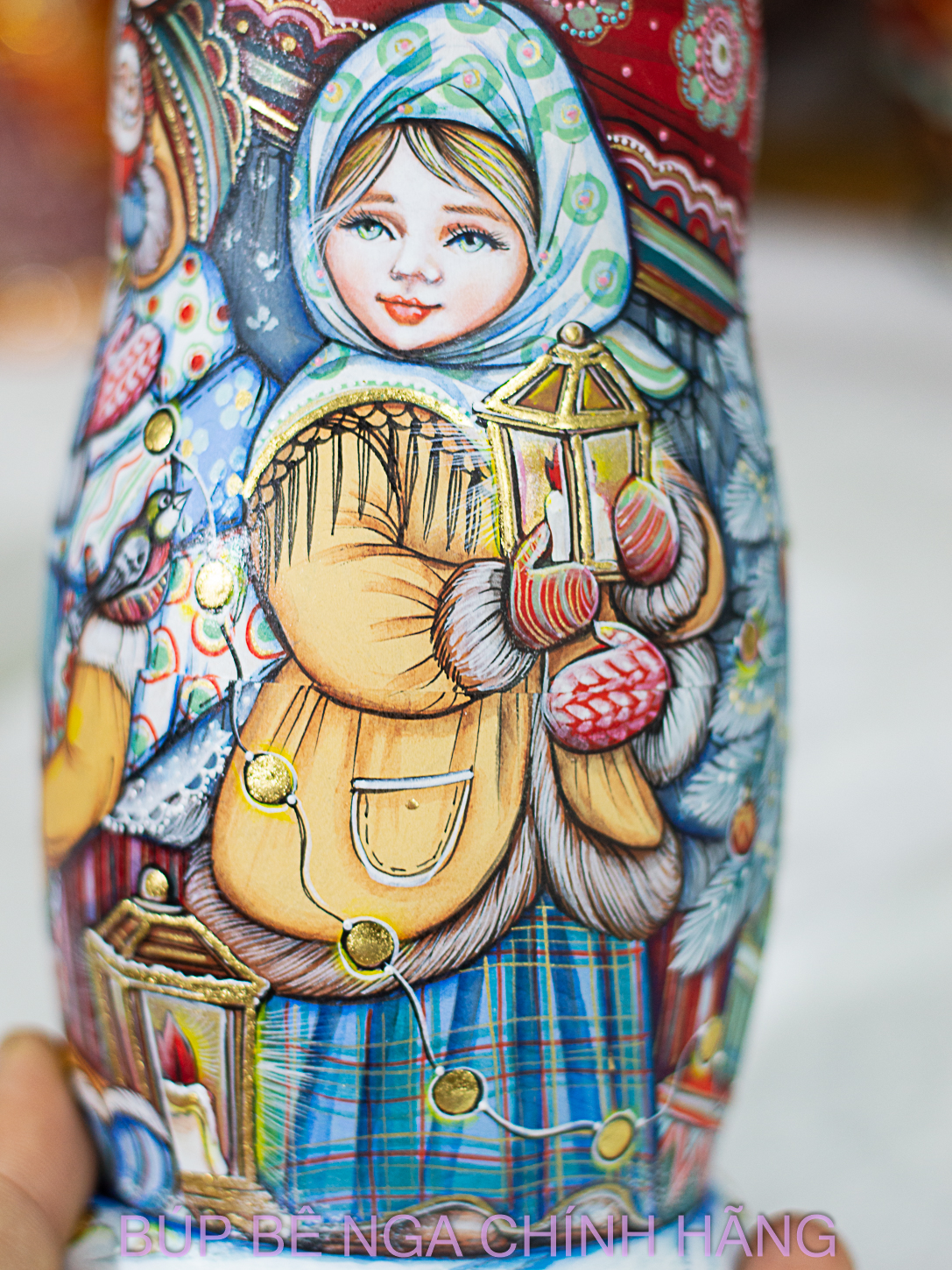 BỘ BÚP BÊ NGA MATRYOSHKA 5 LỚP 20CM HOA VĂN "CÔ BÉ MÙA ĐÔNG" CỰC ĐẸP VÀ PHONG CÁCH, CÁ TÍNH