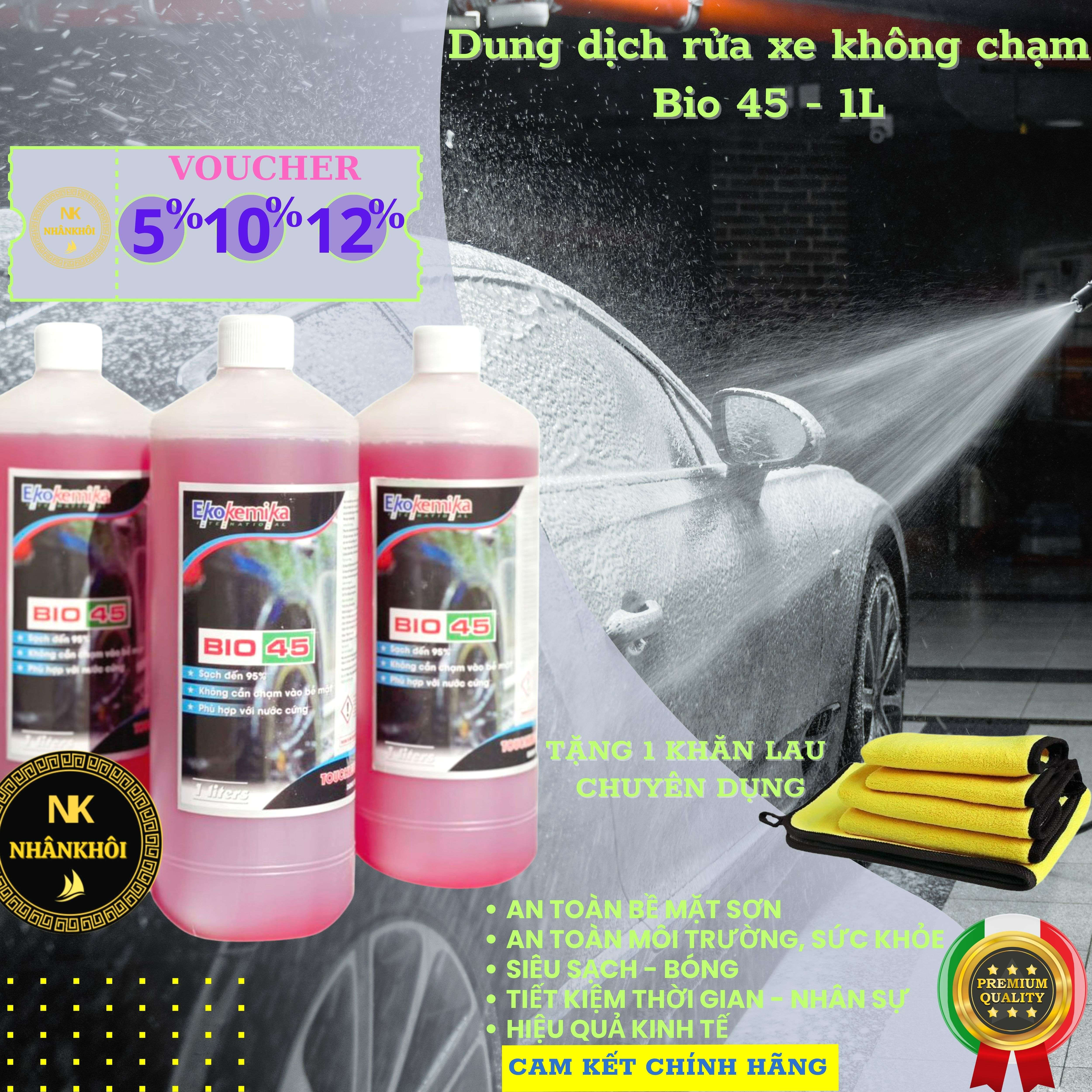 Bio 45 - 1 lít - Dung dịch rửa xe không chạm - Nước rửa xe bọt tuyết - Ekokemika