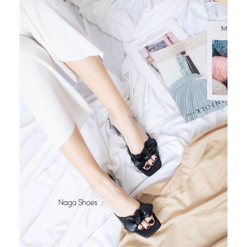 GUỐC DA MỊN QUAI NƠ XOẮN 2 MÀU - 2P