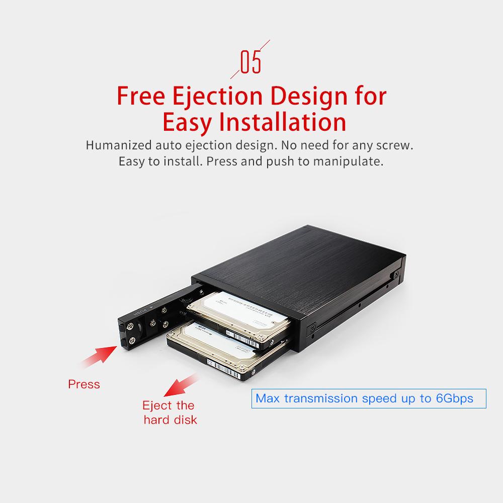 Hộp đựng ổ đĩa mềm OImaster Dual Bay Chế độ RAID 2.5 inch SATA HDD hợp kim nhôm