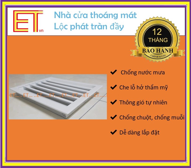 Chớp ô thoáng LOUVER-400x250 CHỐNG MUỖI, CHỐNG HẮT MƯA đa năng, nhôm sơn tĩnh điện siêu bền đẹp, Cửa thông khí, che lỗ hở thẩm mỹ chuyên dùng cho các biệt thự và TTTM