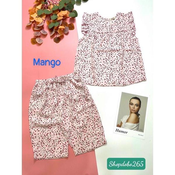 Đồ bộ nữ,đồ ngủ mặc nhà lửng vải lụa mango hoạ tiết hoa nhí thời trang size 45-57kg.