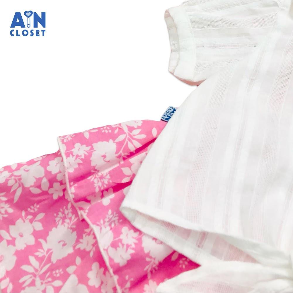 Bộ áo váy ngắn bé gái họa tiết Hoa hồng trắng cotton - AICDBGAEDTK5 - AIN Closet