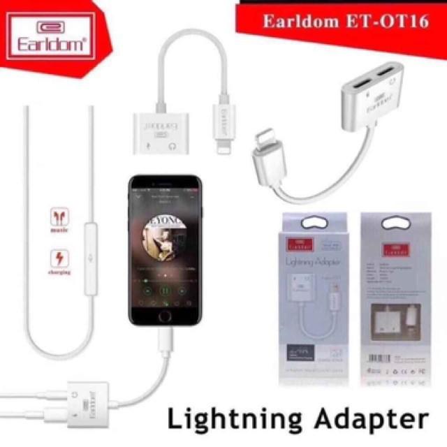 Adapter Earldom chuyển tai nghe ra chân tròn và cổng sạc OT16, Jack chuyển đổi dành cho iphone - Hàng chính hãng