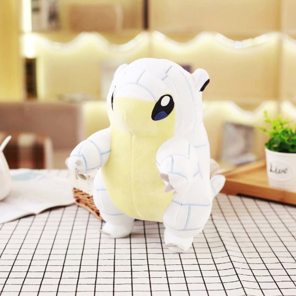 Gấu Bông Pokemon - Chuột Chũi Sandshrew Trắng (25 Cm) Gb201 (Tặng 1 Móc Khóa Dây Da Pu Đính Đá Lấp Lánh)