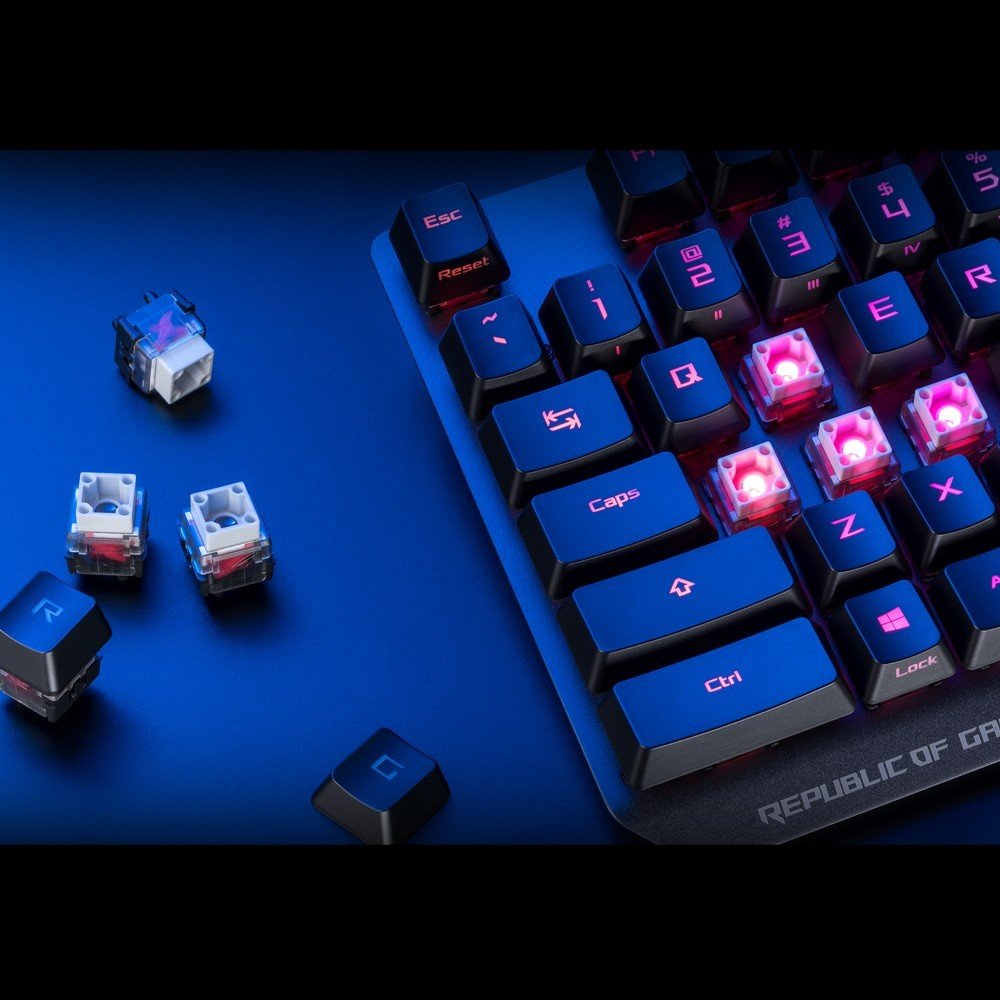 Bàn phím cơ Asus ROG Strix Scope RX PBT Blue/Red Switch - Hàng Chính Hãng