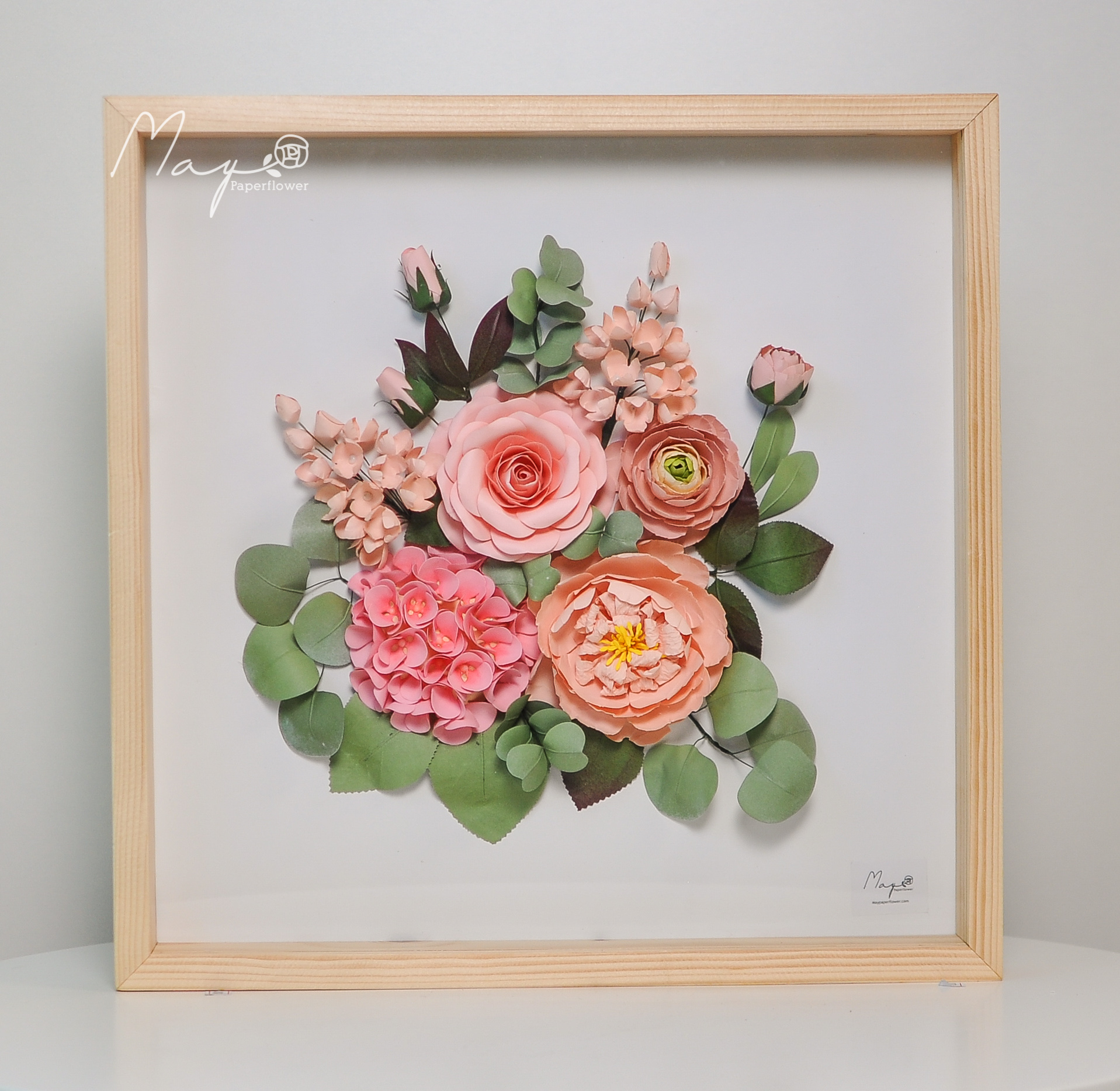 Tranh hoa giấy handmade trang trí cao cấp ROMANCE Love Valley cm - Maypaperflower Hoa giấy nghệ thuật