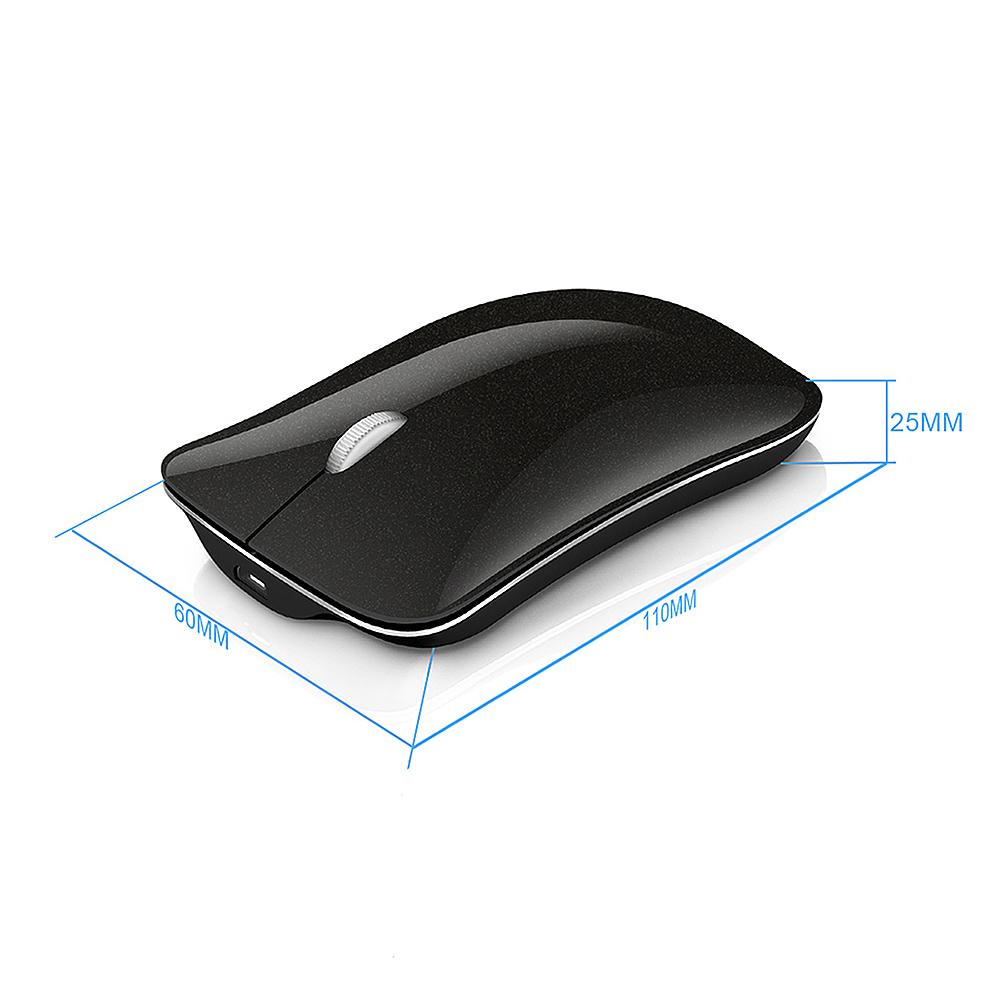 HXSJ T23 Wireless Mouse 2.4G+BT3.0+BT5.0 3-mode Ergonomic Mouse Built-in 400mAh Rechargeable Battery for PC Laptop Black