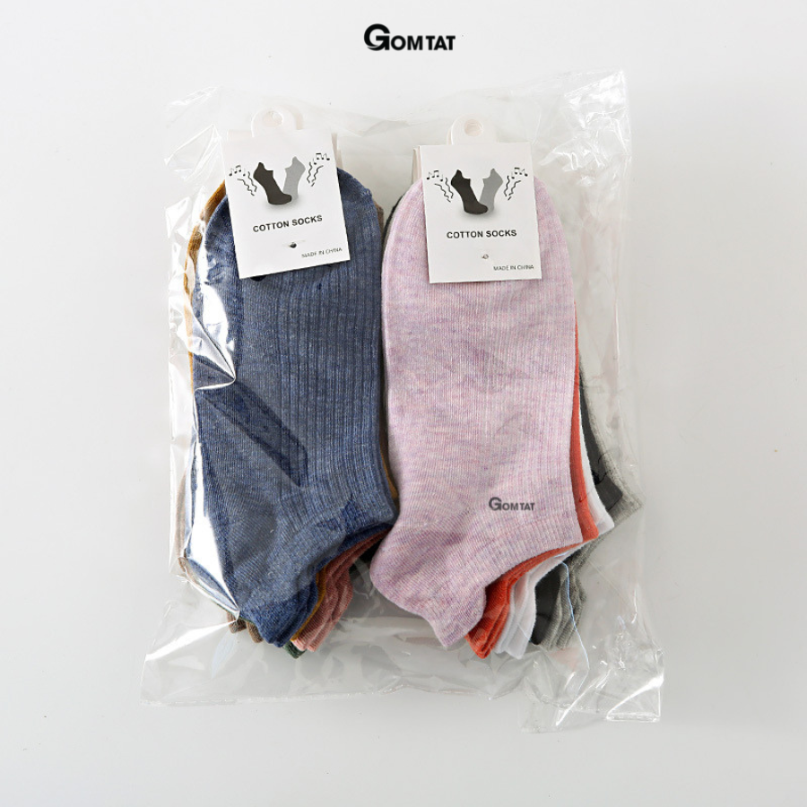 Set 10 đôi tất vớ nam nữ cổ ngắn GOMTAT chất liệu cotton cao cấp, co giãn, mềm mại thoáng mát cực êm chân - CB025