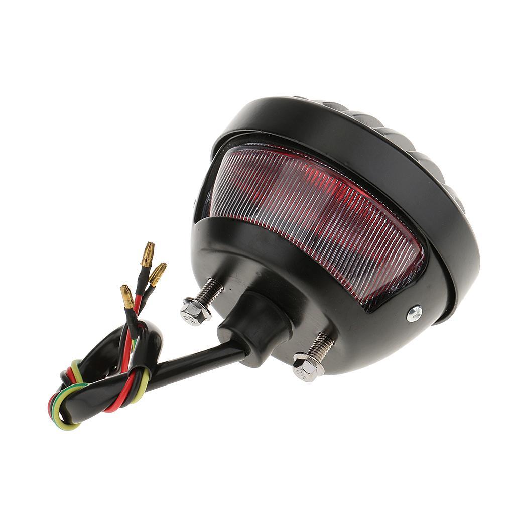 Motorcycle  Side Mount Bracket W/ Rear Tail Brake Light - Black