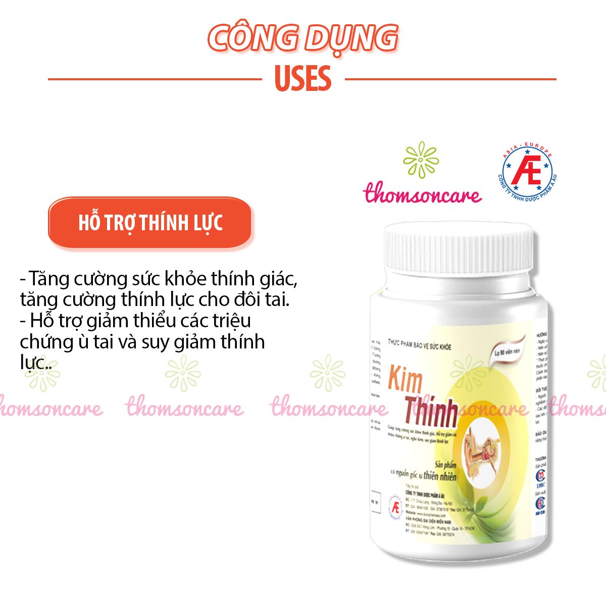 Kim thính - Dạng lọ mẫu mới tiết kiệm hơn - Tăng cường thính lực, cải thiện nghe không rõ, ù điếc tai từ thảo dược