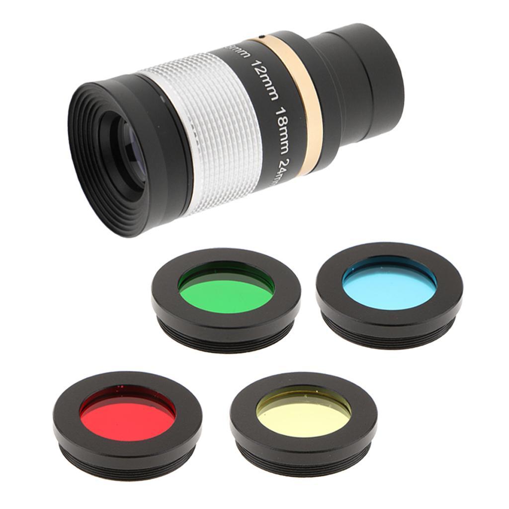 Metal 1.25” 8-24mm Eyepiece+4x Lens Filter Set for Astronomy Telescope