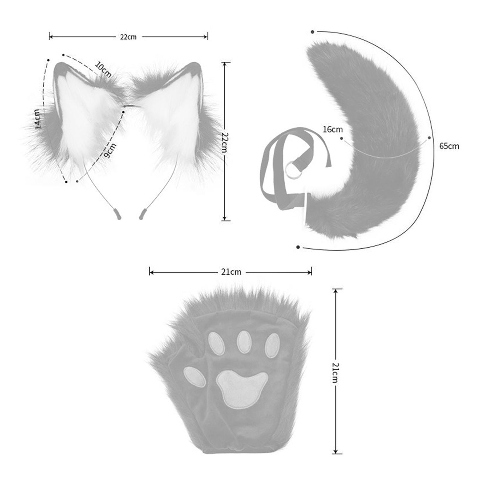 Ears and Tail with Gloves Plush Hair Hoop for Performance Carnival Dance