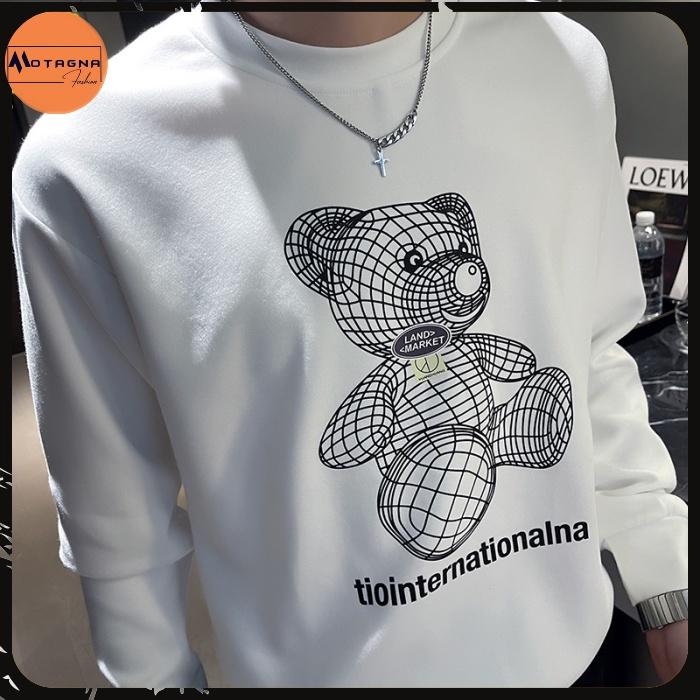 Áo thu đông chất đẹp, Áo sweater nam cổ tròn cao cấp streetwear in Gấu TIO mã NZ689
