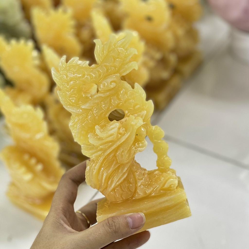 Cặp Rồng Đứng Phong Thủy Đá Ngọc Hoàng Long - cao 15cm
