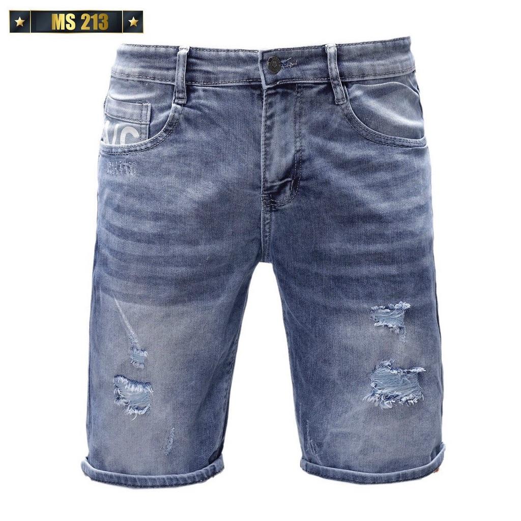 quần short jean nam ngắn trắng xanh rách nhẹ đẹp mẫu mới hot 2022