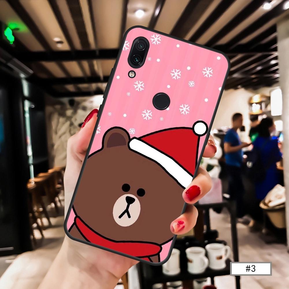 Ốp điện thoại TPU dẻo hình gấu Brown giáng sinh cho Xiaomi Redmi Note 7 Note 6 6A 5 5A 5 Plus S2 Note 4X