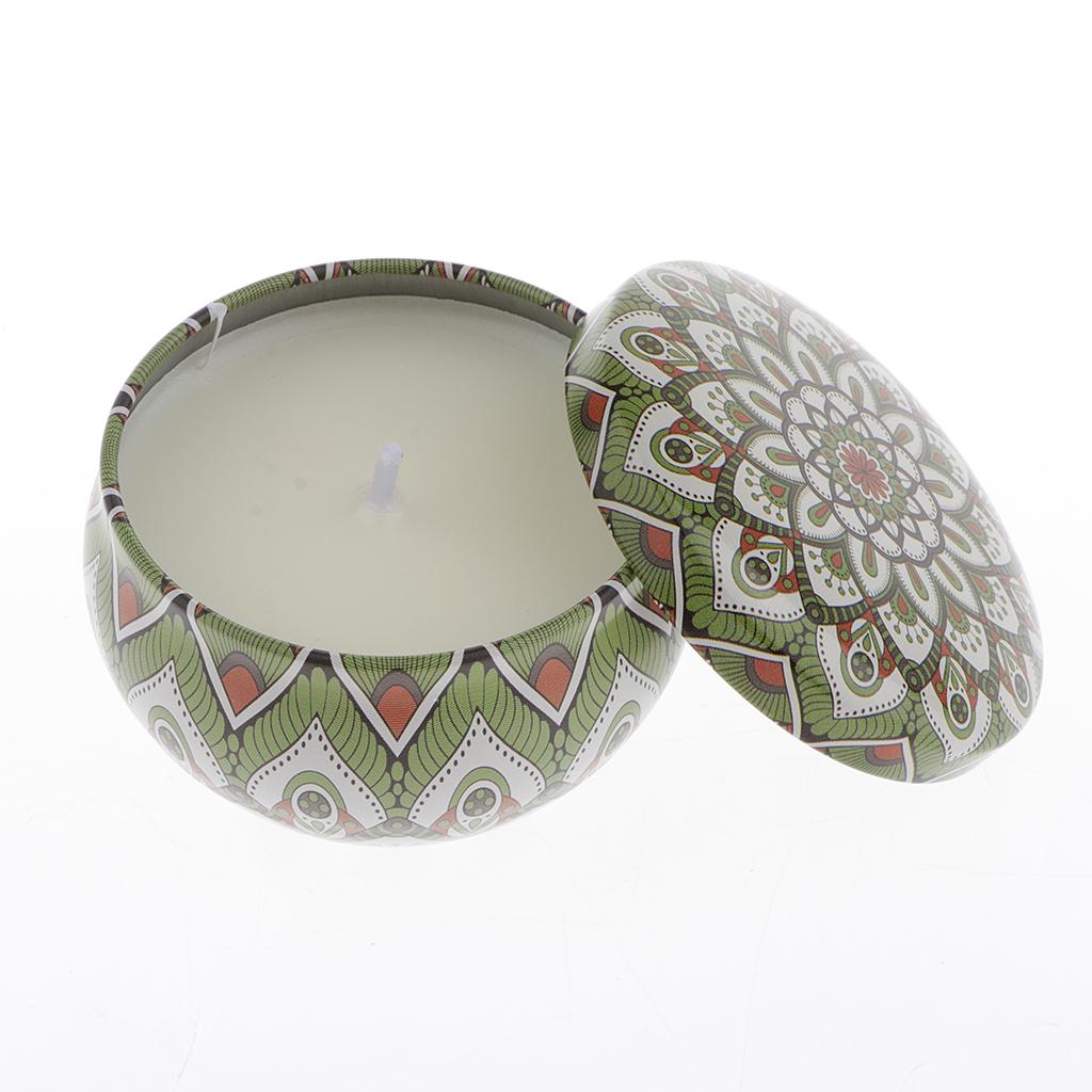 4 Pieces National Style Scented Candle Natural Soy Wax Portable Tin Candles