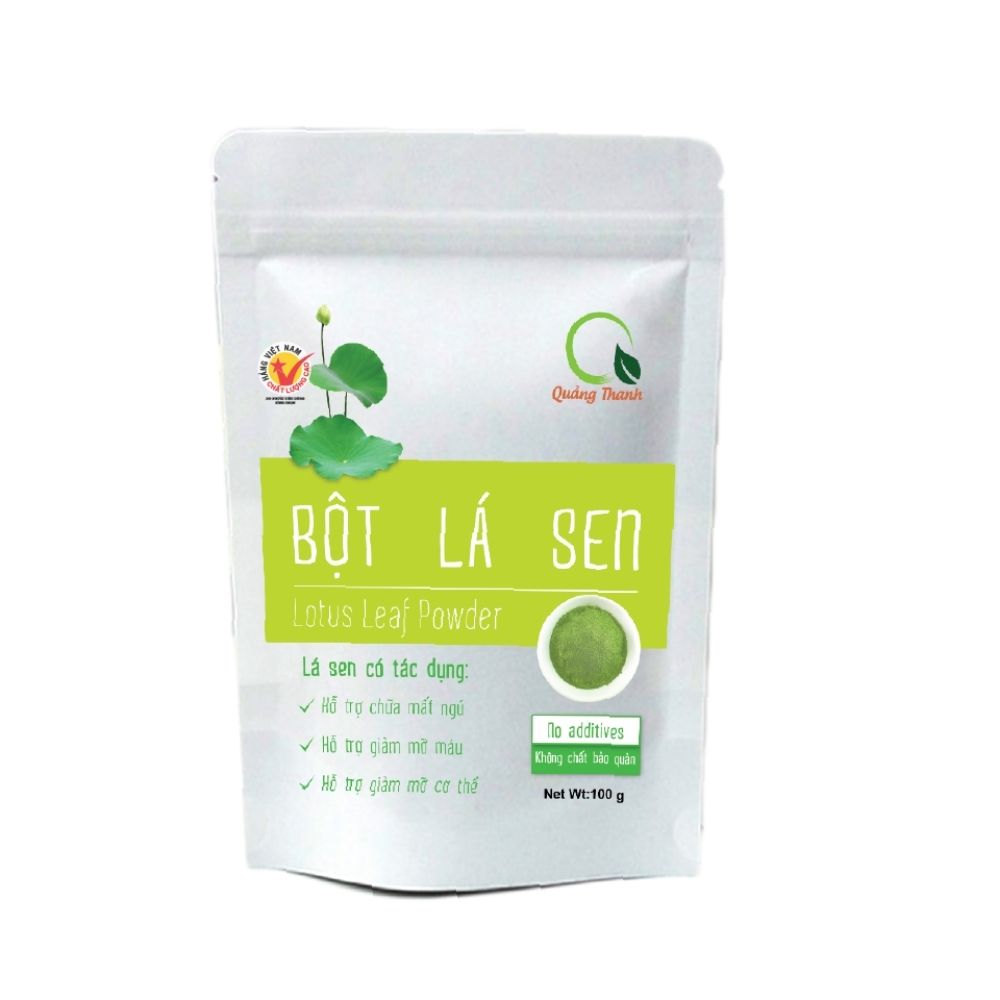 Bột lá sen sấy lạnh Quảng Thanh bịch 100gr - Hạ Mỡ Máu, Giảm Cân, Giảm mỡ nội tạng, An Thần