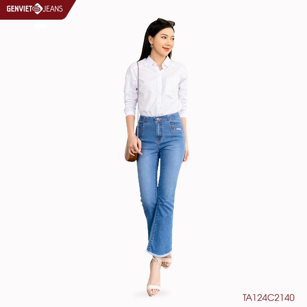 Áo Sơmi Dài Tay Nữ Kẻ Sọc GENVIET TA124C2140