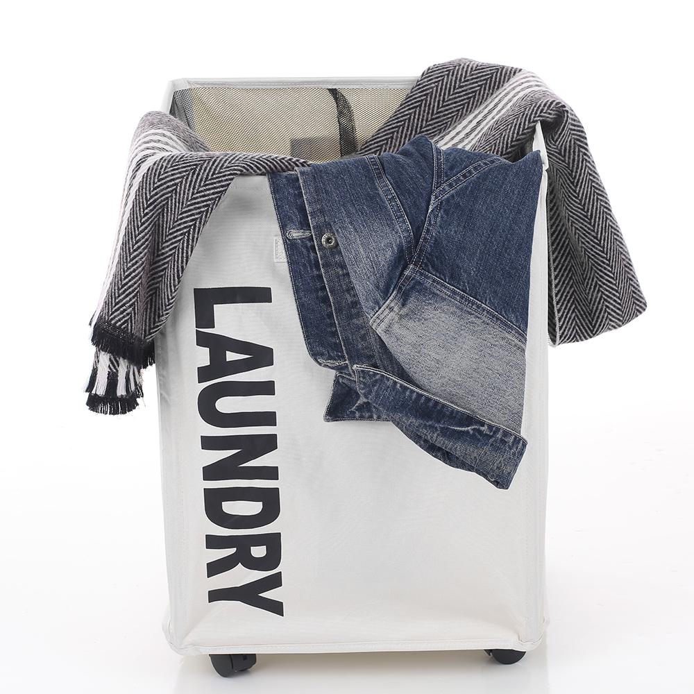 Giỏ vải Oxford dây rút dạng lưới dung tích lớn Với 4 bánh xe di chuyển tiện lợi có thể gập gọn