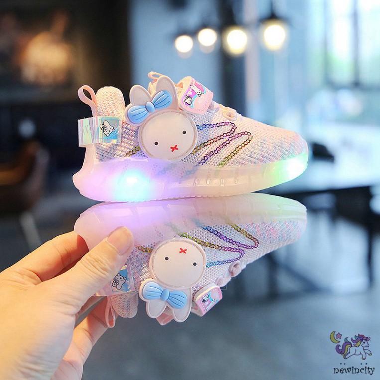 Freeship  Giày Thể Thao Đế Gắn Đèn Led Cho Bé Gái Bé Trai