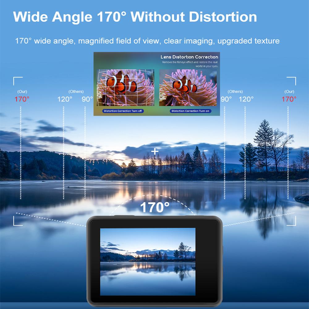 G9pro Camera Hành Động 4K 60FPS 24MP EIS 2.0 Màn Hình LCD Cảm Ứng Kép WiFi Điều Khiển Từ Xa Chống Nước Zoom 4X Đi Camera Thể Thao Pro