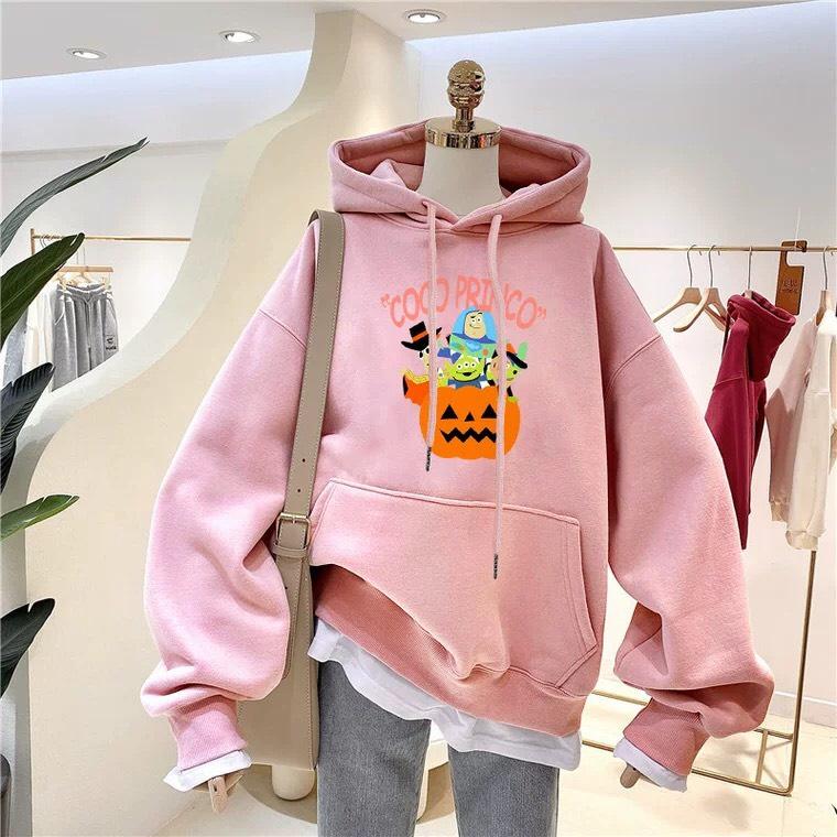 Áo hoodie nam nữ bí ngô chất nỉ bông siêu dày , phom rộng size từ 37 đến 65kg