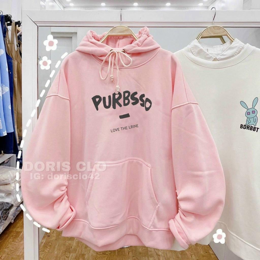 Áo khoác hoodie nam nữ chất thun nỉ ngoại chống nắng tốt in chữ PURBSSO nón 2 lớp form chuẩn tay phồng hót
