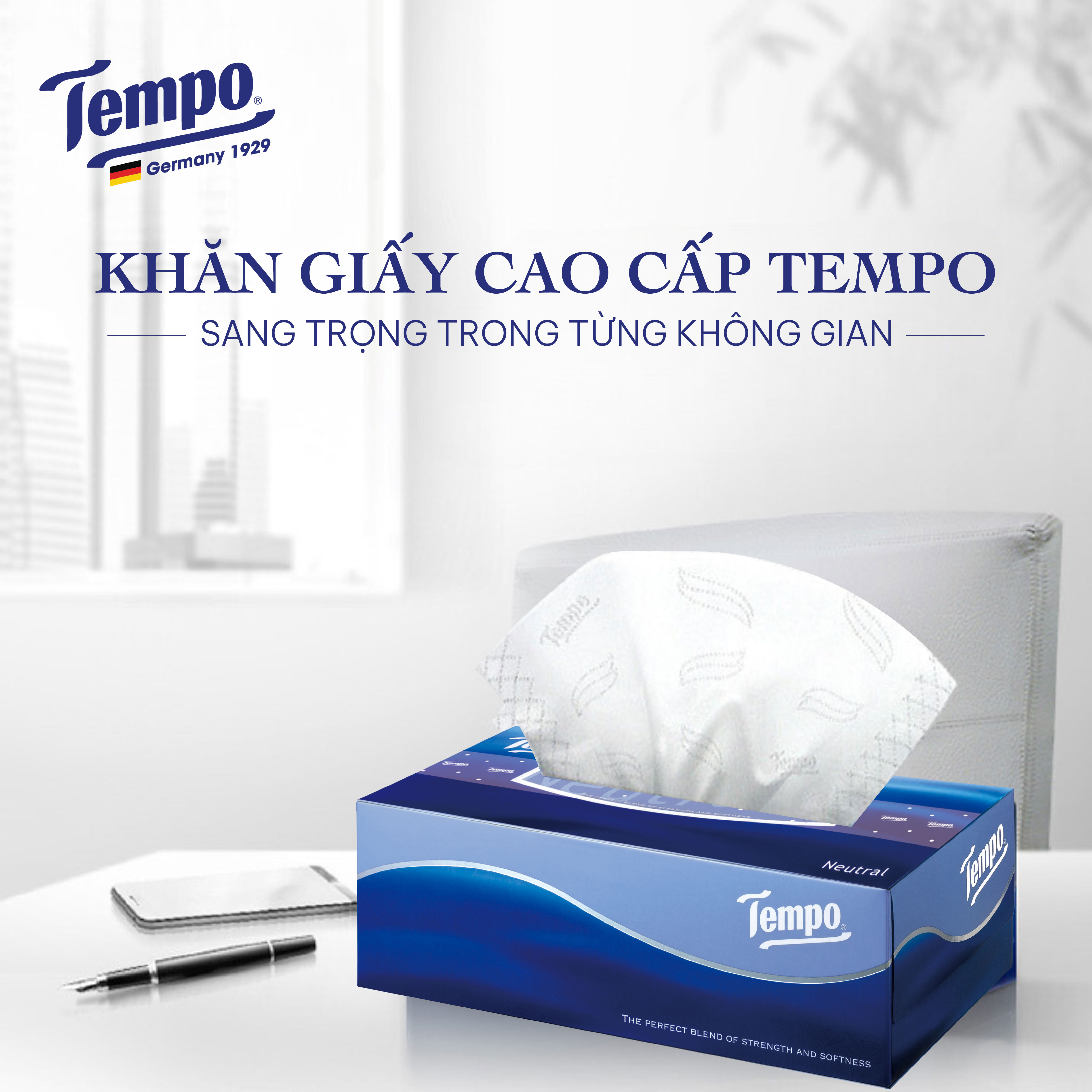 [COMBO 2 HỘP] Khăn giấy hộp rút cao cấp Tempo - 3 lớp bền dai, không kích ứng da - Thương hiệu Đức, Riêng Hương Gỗ Táo