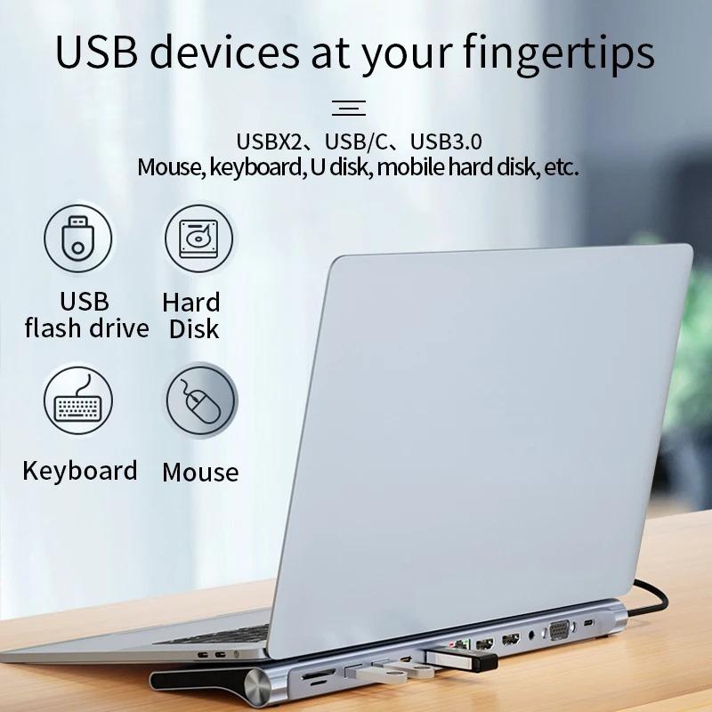 Bộ HUB TEEMO PC Chia 12 Cổng USB Type C To HDMI PD Xuất 3 Màn Hình Dùng Cho Laptop Macbook IPad Điện Thoại TW12E Hàng Chính Hãng