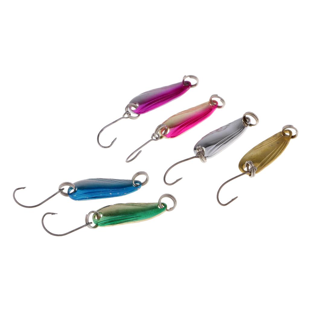 Kim Loại Mồi Câu Cá Thìa Spinner Mồi Với Treble Móc Câu 2.5G 6 Gói