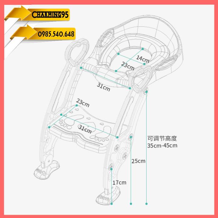 Ghế ngồi bồn cầu có thang vịn cho bé - Bệ ngồi toilet cho bé - Bô vệ sinh cho bé