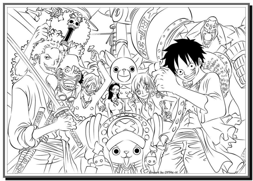 Tranh tô màu Anime OnePiece combo 20 tấm khổ giấy A4 1874