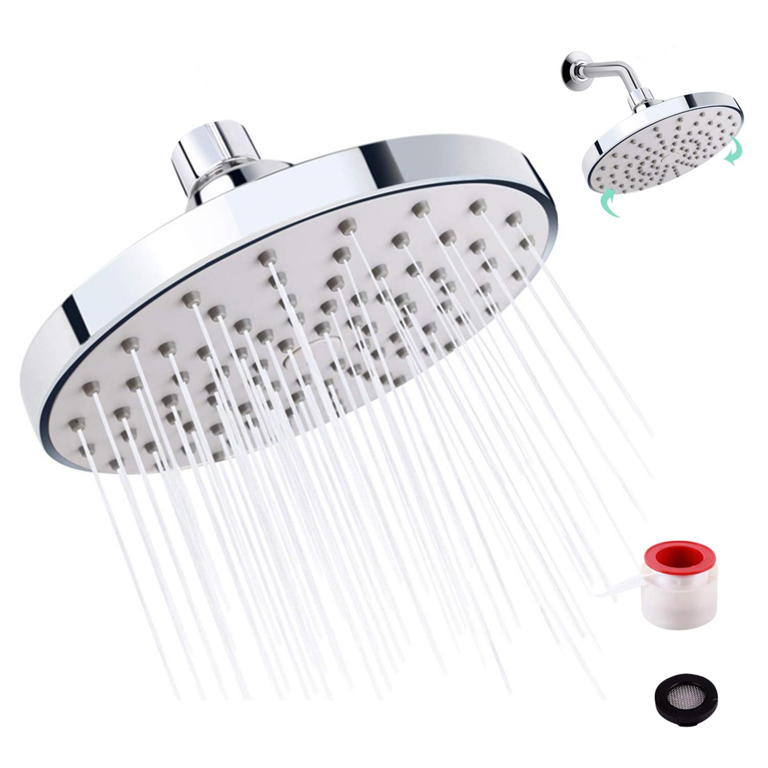 Đầu vòi sen áp suất cao 6 inch G1/2 bằng vật liệu ABS cao cấp được đánh bóng chrome chống ăn mòn,