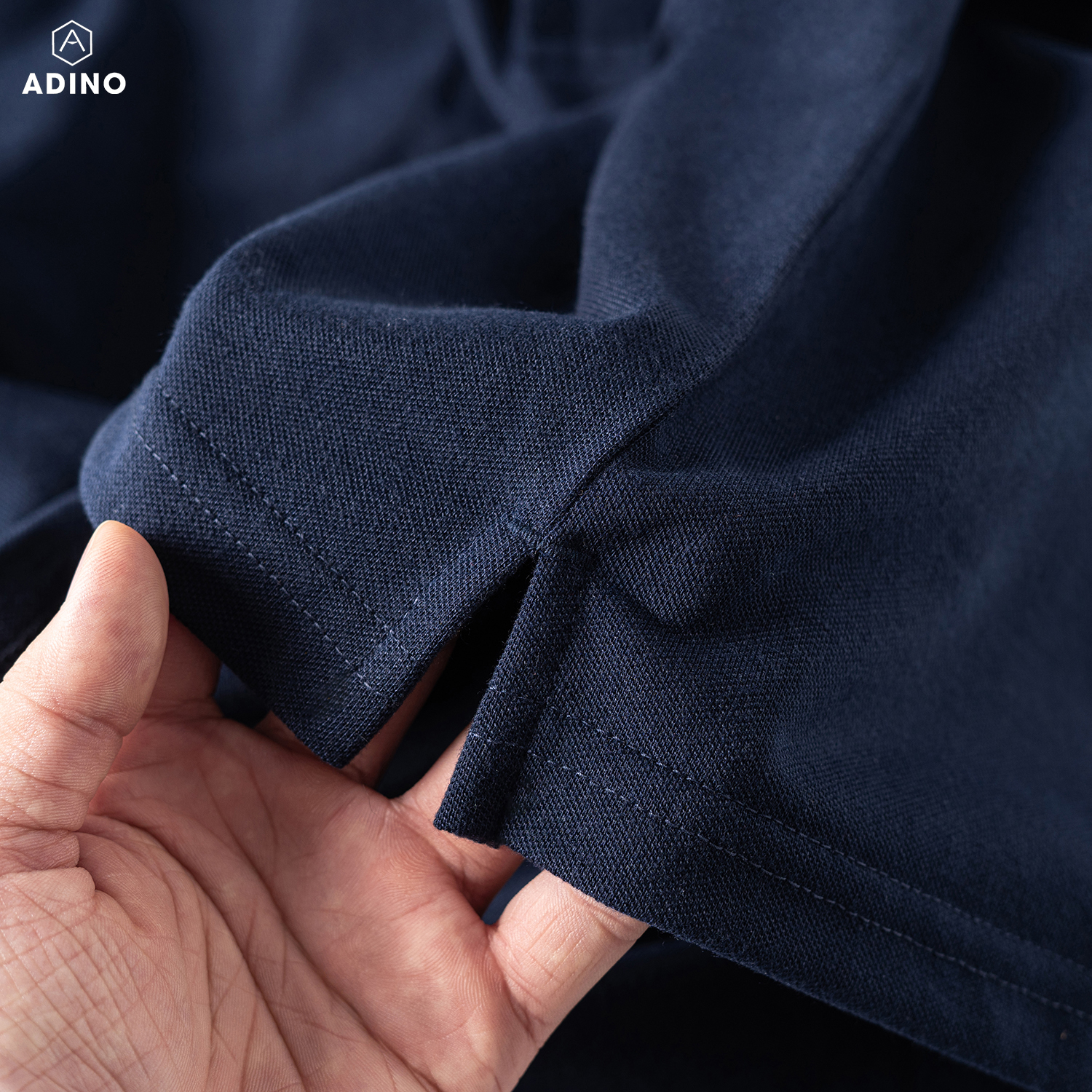 Áo polo nữ màu xanh đen phối viền chìm ADINO vải cotton polyester mềm dáng slimfit công sở hơi ôm trẻ trung APN03
