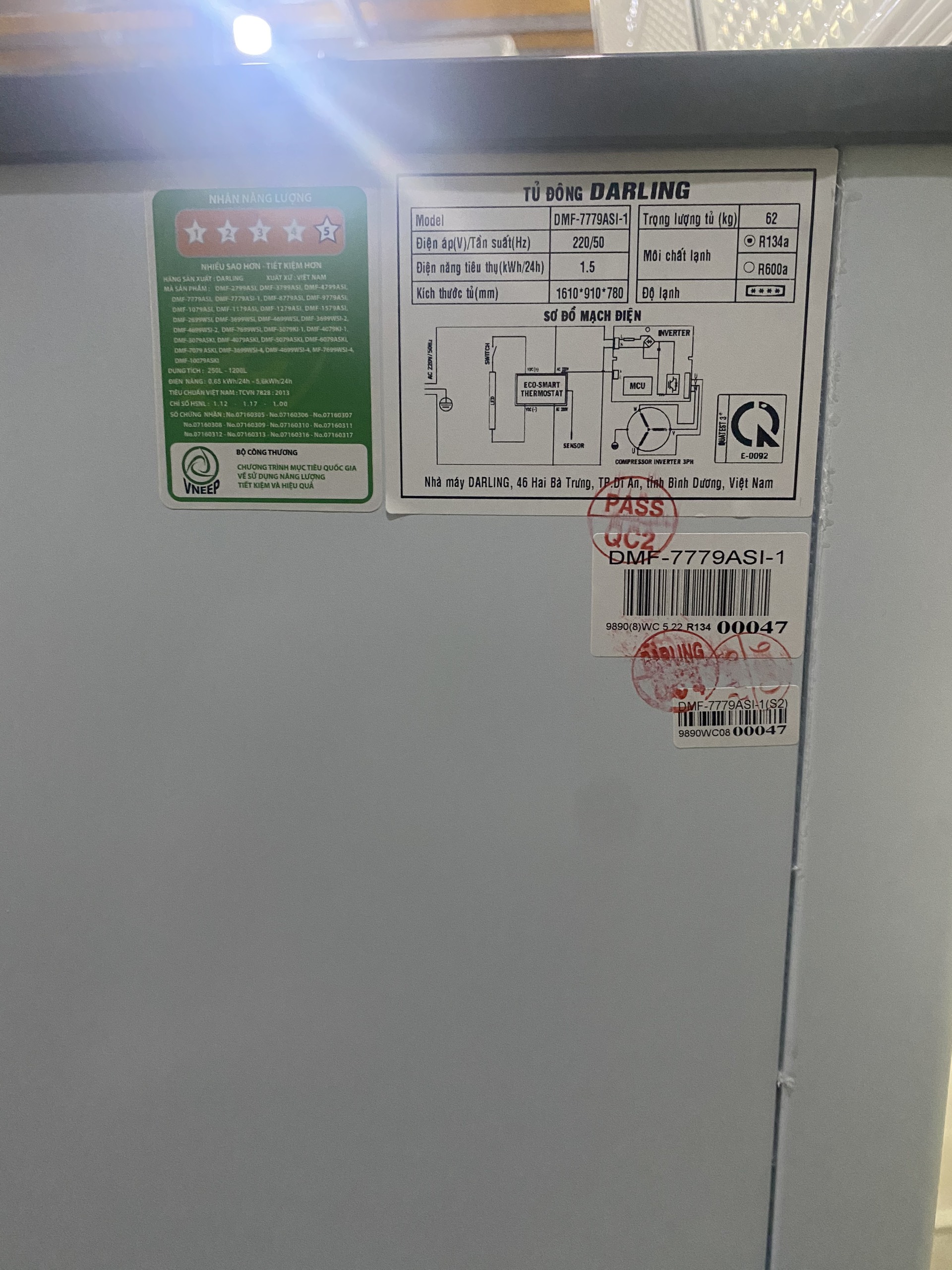 TỦ ĐÔNG DARLING INVERTER 770 LÍT DMF-7779ASI-1 ĐỒNG (R134A) - HÀNG CHÍNH HÃNG