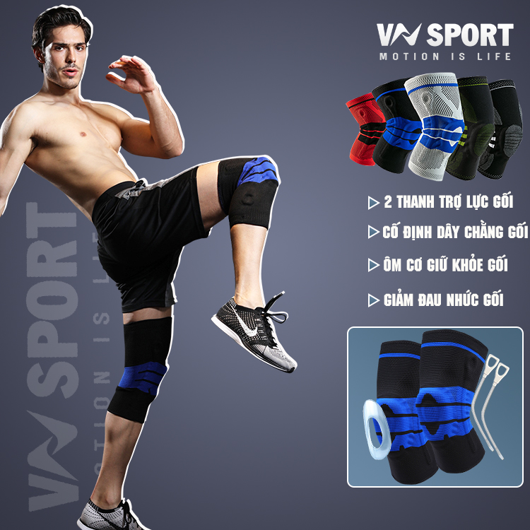 Băng Bảo Vệ Khớp Gối Thể Thao 360º VN017 | ATHLETE'S KNEE PROTECTOR . Phù hợp đá banh, chạy bộ, bóng chuyền, bóng rổ, cầu lông, leo núi, đạp xe, tập luyện thể hình, chấn thương đau nhức gối