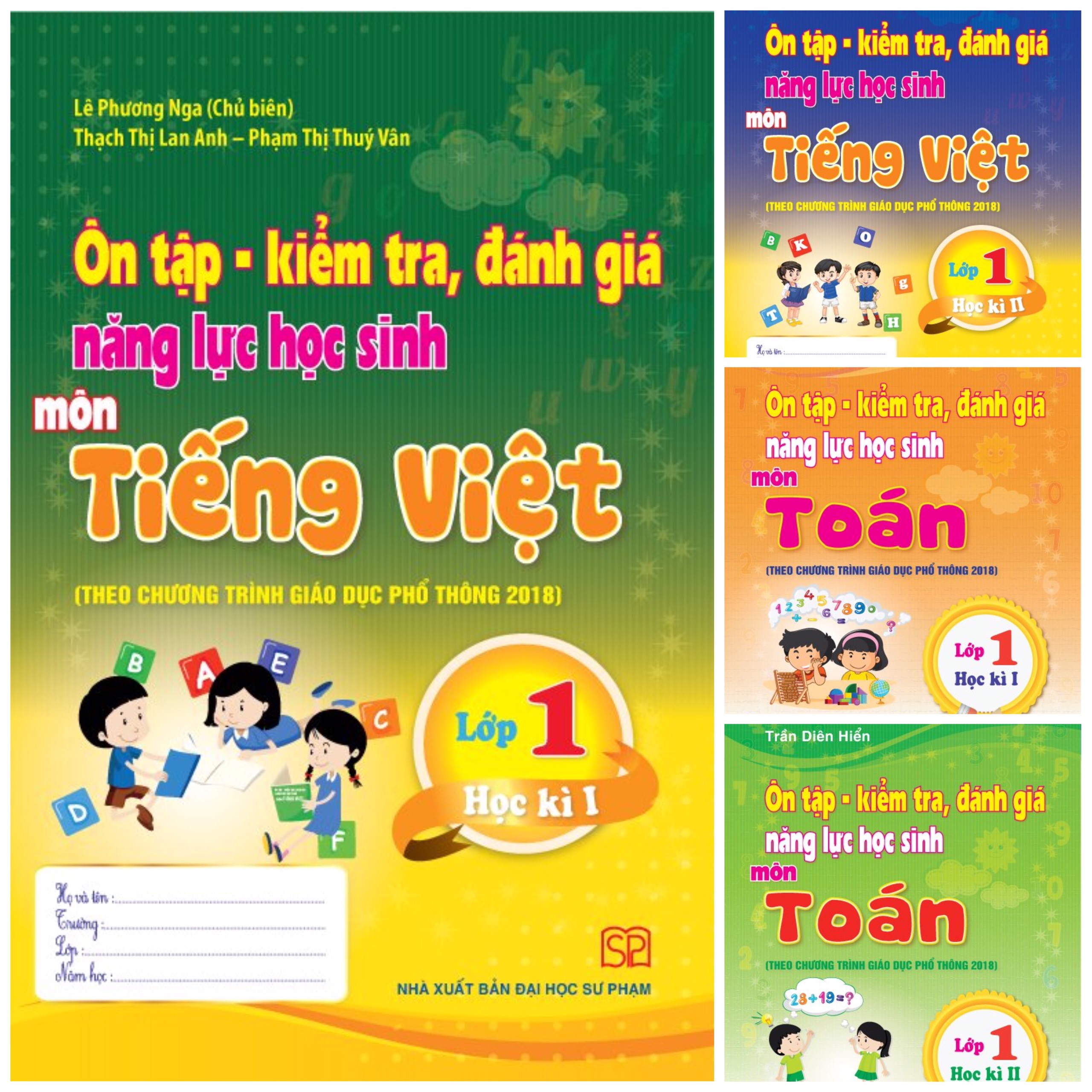 Combo 4 cuốn Ôn tập - Kiểm tra, đánh giá năng lực học sinh môn Tiếng việt và môn Toán lớp 1 học kì 1 + học kì 2