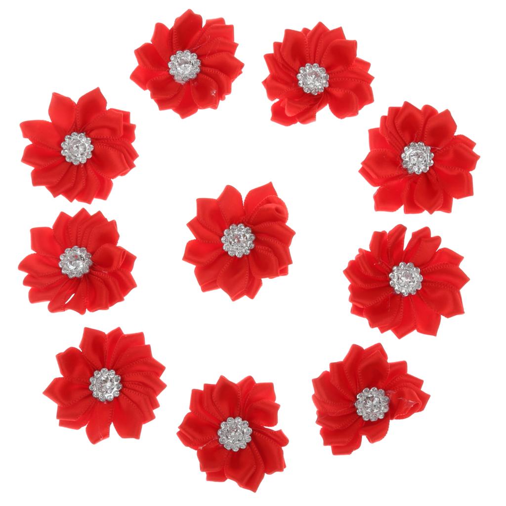10pcs Satin Ribbon Flower Craft DIY Accessory Wedding Appliques Gift Packing