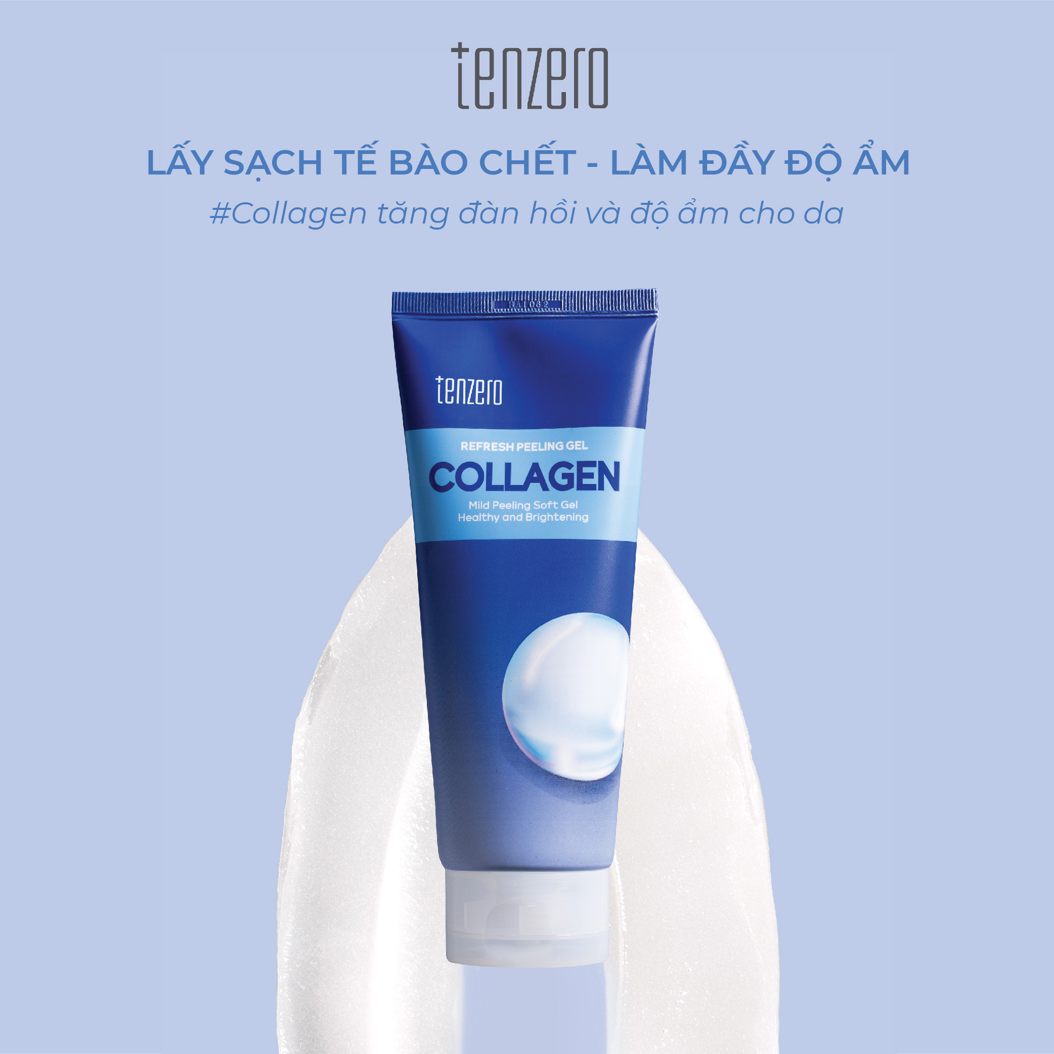 Gel Tẩy Tế Bào Chết Collagen Làm Sạch Da, Dịu Nhẹ Tenzero Refresh Peeling Gel Collagen 180ml